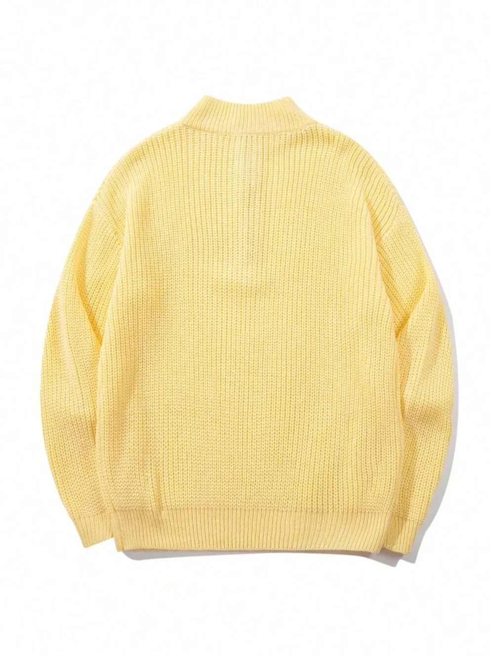 Yellow Women's Casual Stand Collar Pullover Long Sleeve Sweater